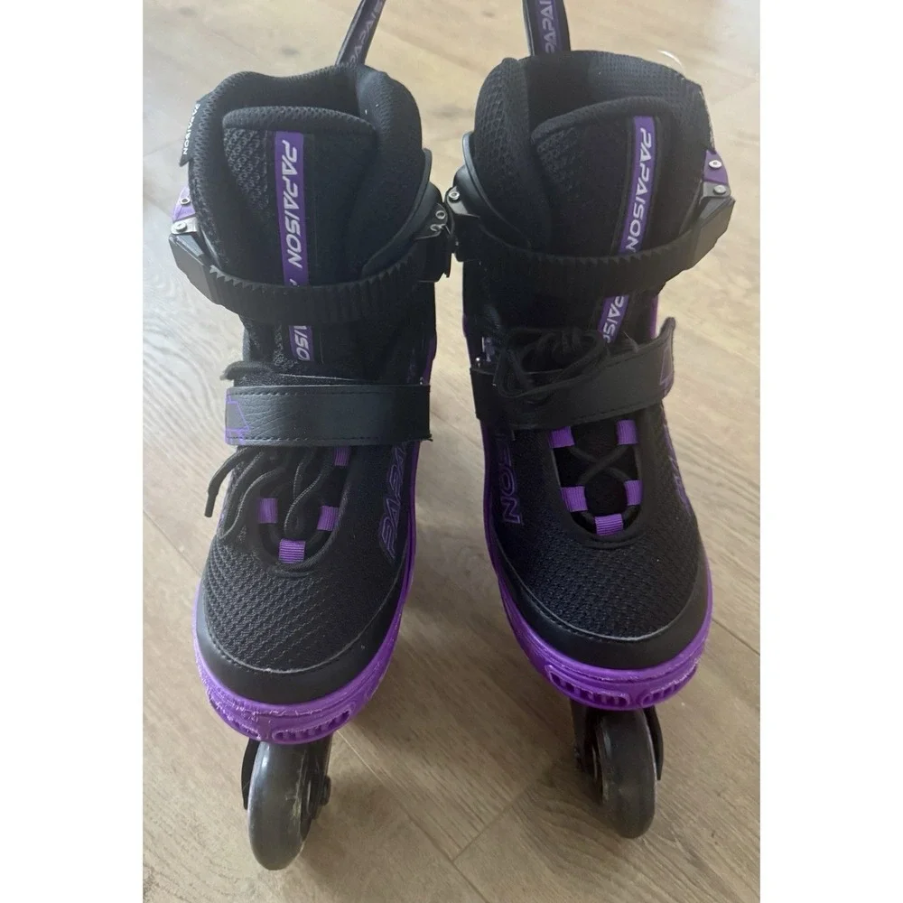 Papaison Adjustable Inline Skates Kids 2-4.5 Purple Light Up Wheels 70mm MSRP$52